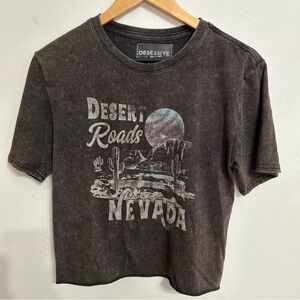 Obsessive Love Desert Roads Nevada Crop Graphic Youth Tee - Brown XS
